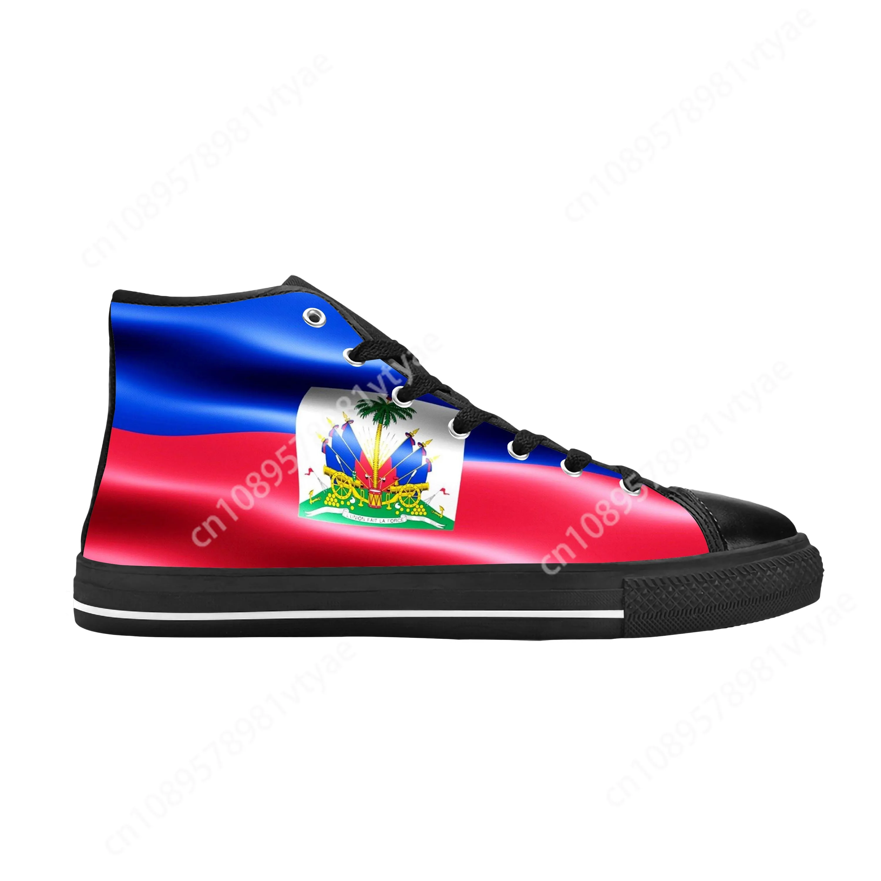 

Haiti Haitian Flag Patriotic Pride Funny Fashion Casual Cloth Shoes High Top Comfortable Breathable 3D Print Men Women Sneakers