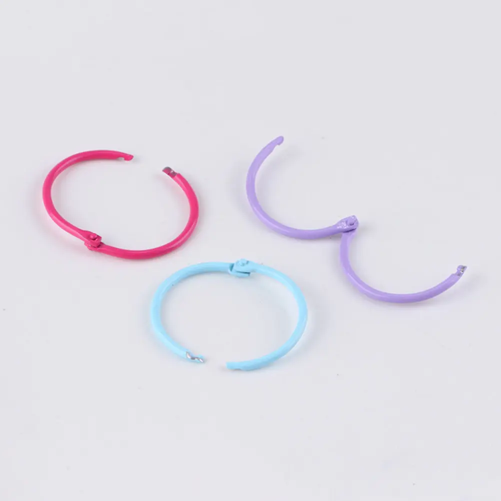 24Pcs Assorted Color Loose Leaf Rings Metal Book Clips Keychains for Scrapbooking Paper Photo Organization DIY
