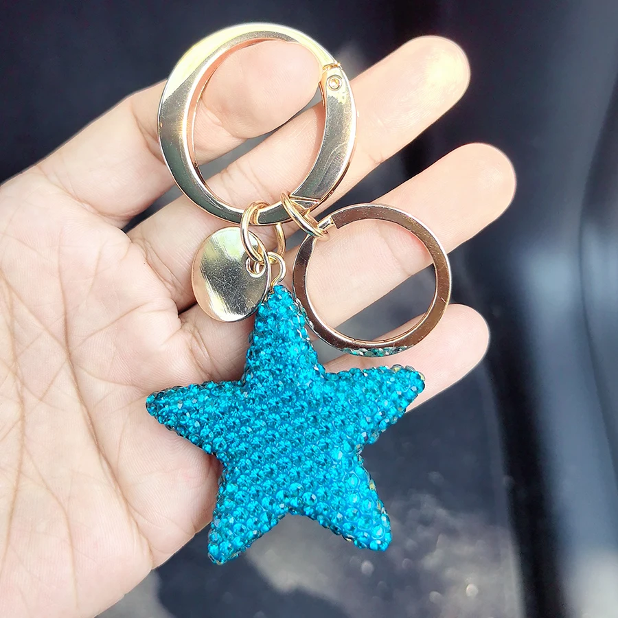 Creative Diamond-Encrusted Five-Pointed Star Keychain, Artificial-Encrusted Diamond Keychain, Bag Pendant