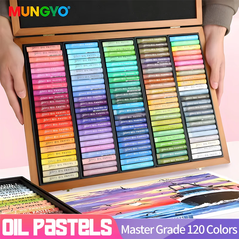 MUNGYO Soft Oil Pastels Artist/Master Grade Wooden Box Crayon Graffiti Painting Art Drawing Supplies 72/120Colors