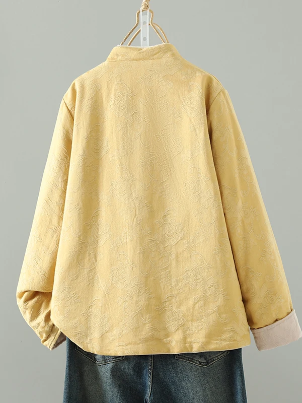 ملابس على الوجهين فضفاضة تناسب الوقوف طوق القطن Jaet الخريف الشتاء Sle الرجعية التطريز الصينية الجديدة العرقية Sle المرأة...