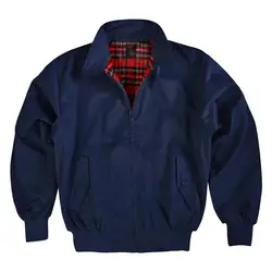 Jaqueta corta-vento sólida Harrington masculina, casaco xadrez retrô, jaqueta bomber vintage, solta, europeia, monocromática, outono