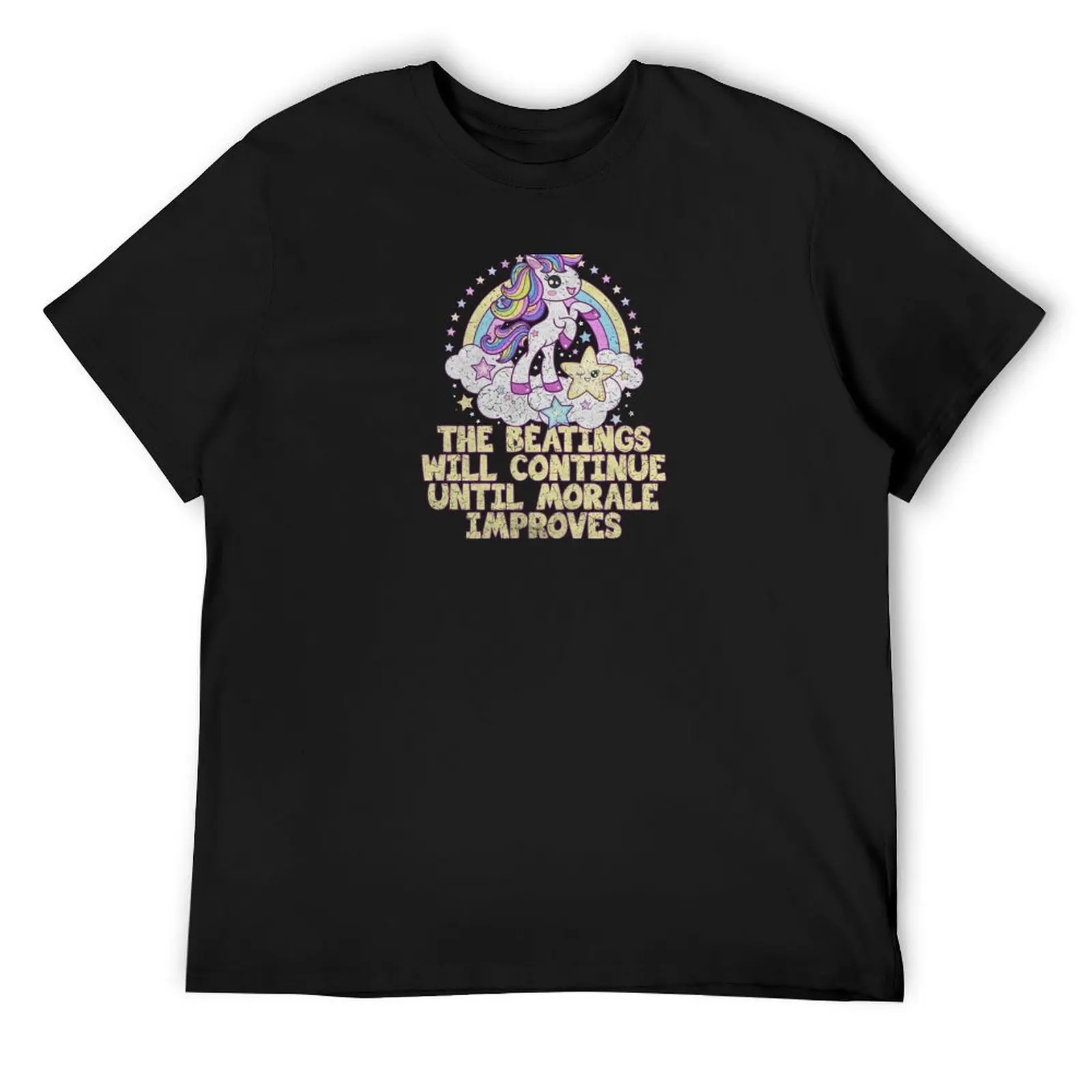 The Beatings Will Continue Until Morale Improves - Rainbow Unicorn T-Shirt customizeds man clothes Men's t shirts