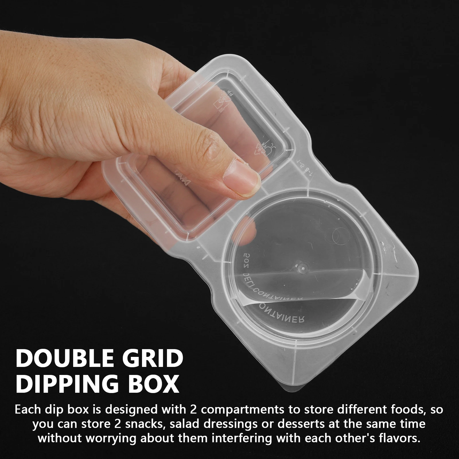 40/80PC Plastic Compartment Snack Containers Reusable Double Compartment Condiment Container Leak-Proof Double Compartment Snack