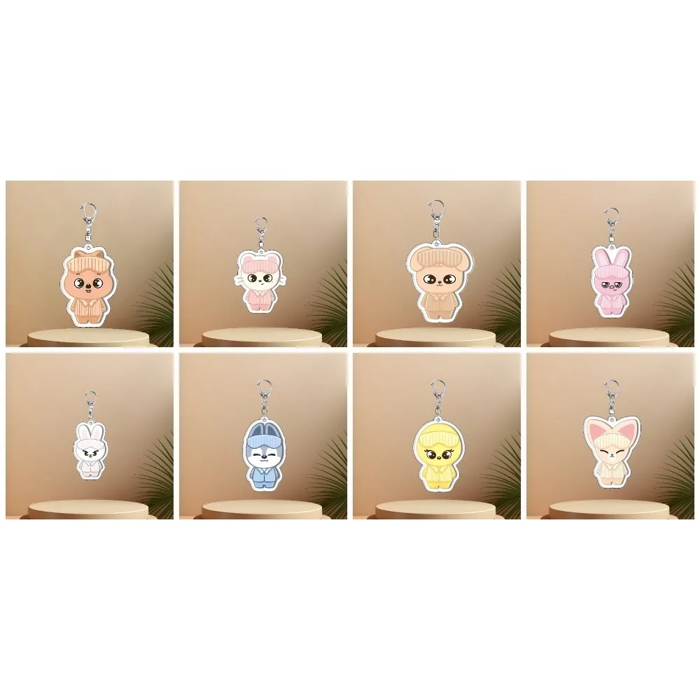 

8pcs One Set KPOP Nightwear Design Acrylic Key Chain Backpack Decoration Pendant Anime Peripheral Holiday Gift