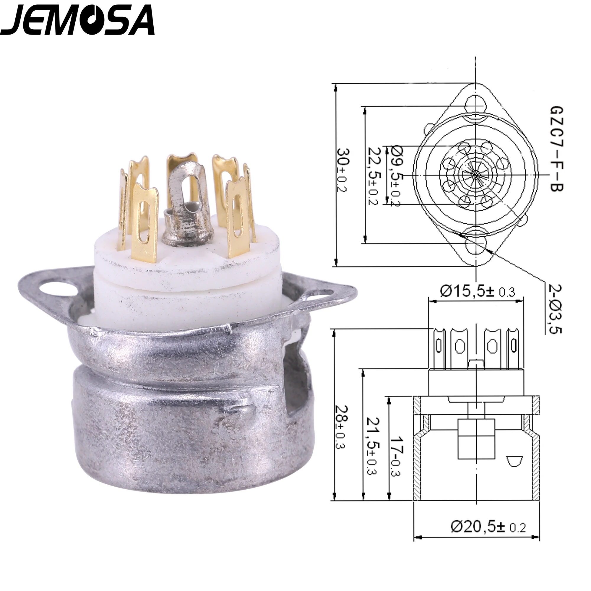 10PCS 7Pin Tube Socket Ceramic With Aluminum Shield For EC92 6H2 EZZ91 6X4 EZ90 6Z4 EF95 6AU6 6J4 6AQ5 EF94 6J2 6J1 6C4 Tube DIY