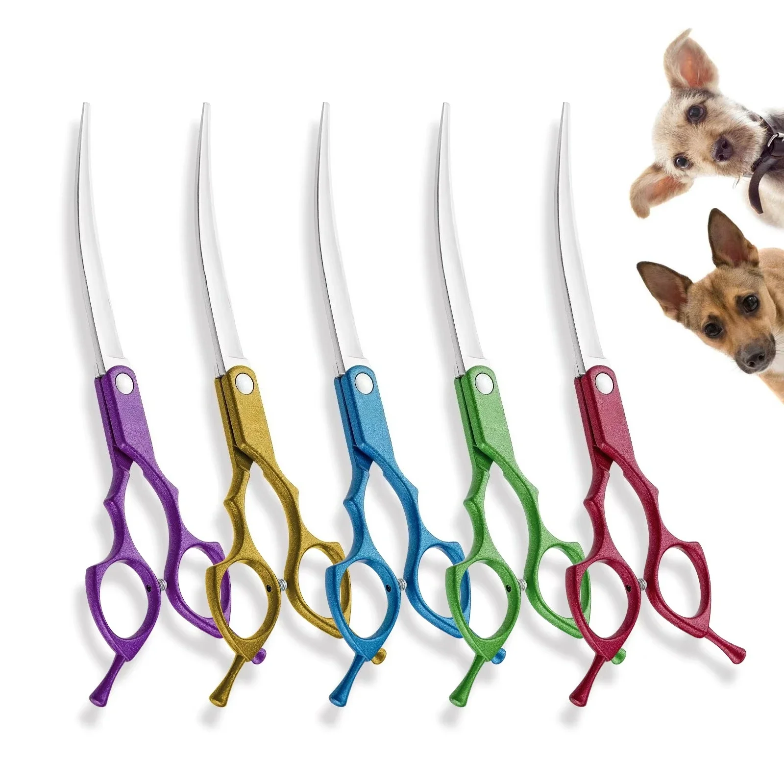 7.0 inch purple Japanese 440c curved scissors paint-shaped scissors pet grooming veterinary scissors