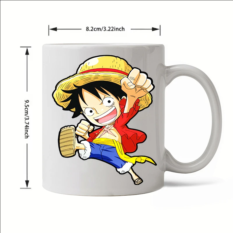 Tasse en céramique dessin animé One Piece, Luffy Roronoa Zoro, Sanji Kawaii Ctue, cadeaux de Noël pour les amis et la famille, 1PC