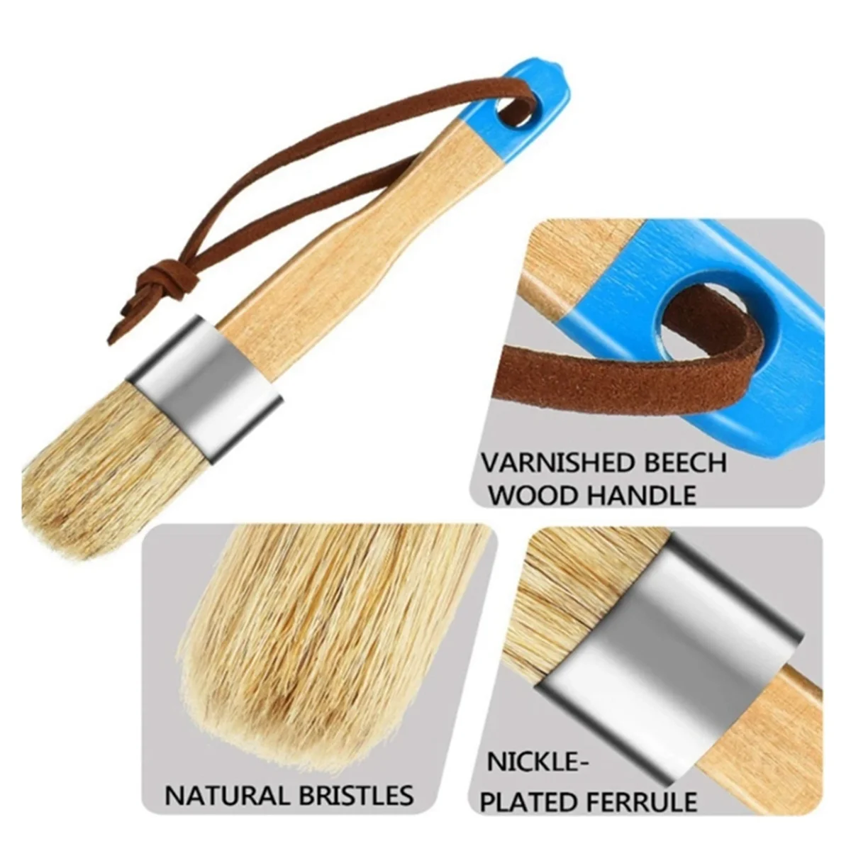 Gfc-3Pcs Bristle Brush Wooden Handle Template Brush Paint Brush is Suitable for Home Decoration, DIY Wood Products, Etc.