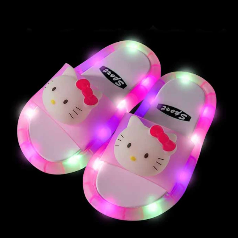 Summer Children‘s Boys Girls Slippers Cartoon Unicorn Animals Prints Shoes Lighted Cute Shoes Bathroom Kids Toddler Slippers