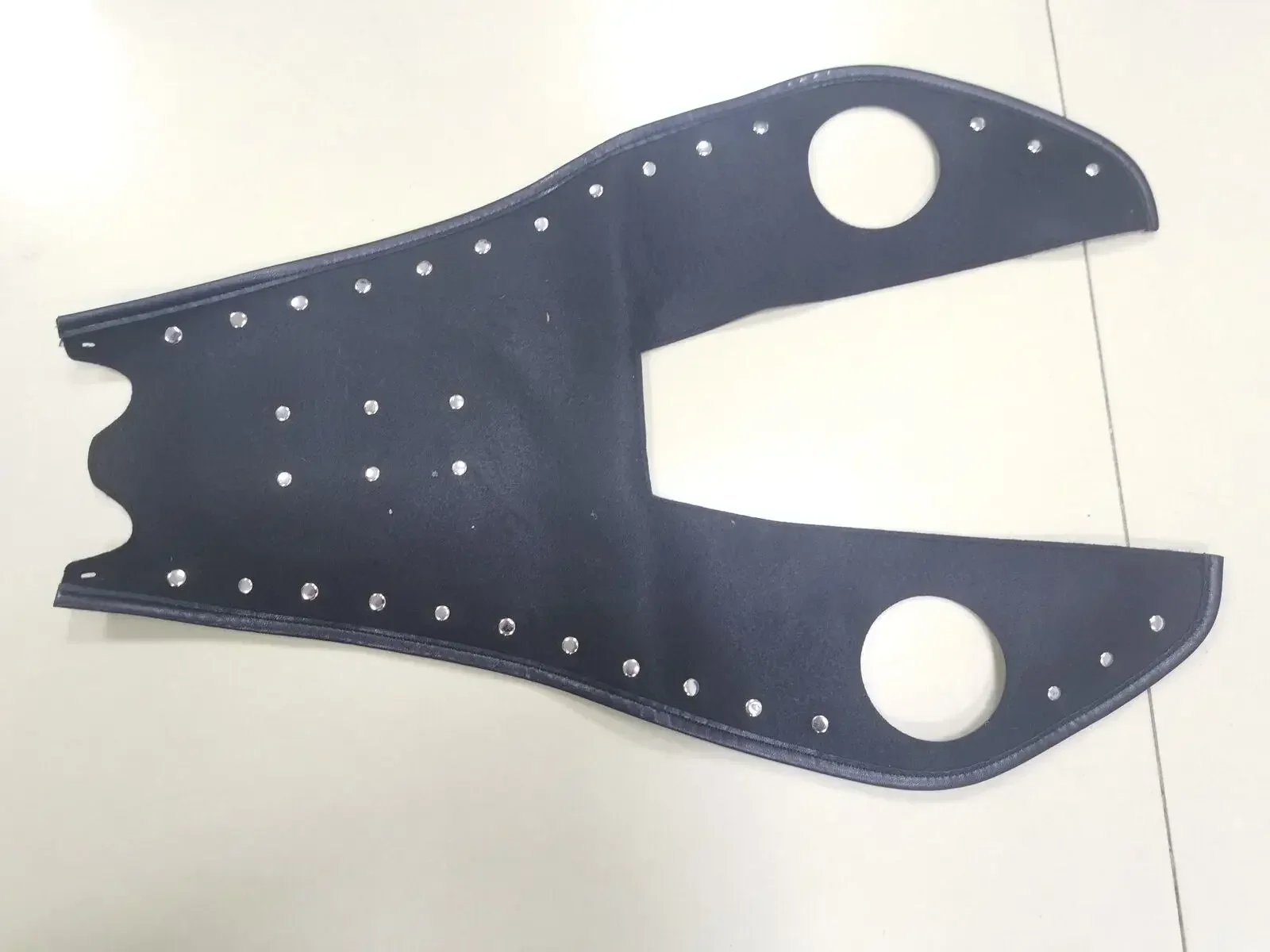 Motorcycle Black PU Leather Rivet Tank Pad Panel Bib Bra Cover For Harley Fat Boy Heritage FLSTF Softail FLSTC Deluxe FLSTN FLS view 5