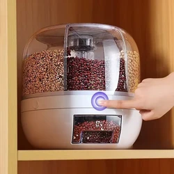 Rotating Rice Dispenser with Sealed Cover, Moisture-Proof, Kitchen Food Storage, 360 Degree