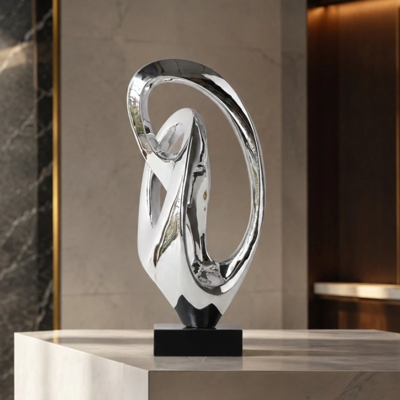 Abstract Statue Electroplated Resin Sculpture Living Room Entryway Tabletop Ornament Light Luxury Hotel Showroom Decoration