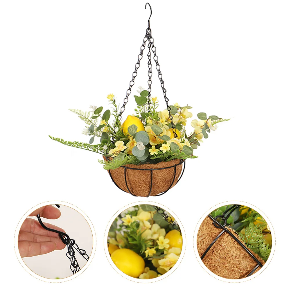 

Lemon Flower Arrangement Hanging Basket Plant Pot Balcony Planter Holder Plants Adorn Home Flowerpot Indoor Garland