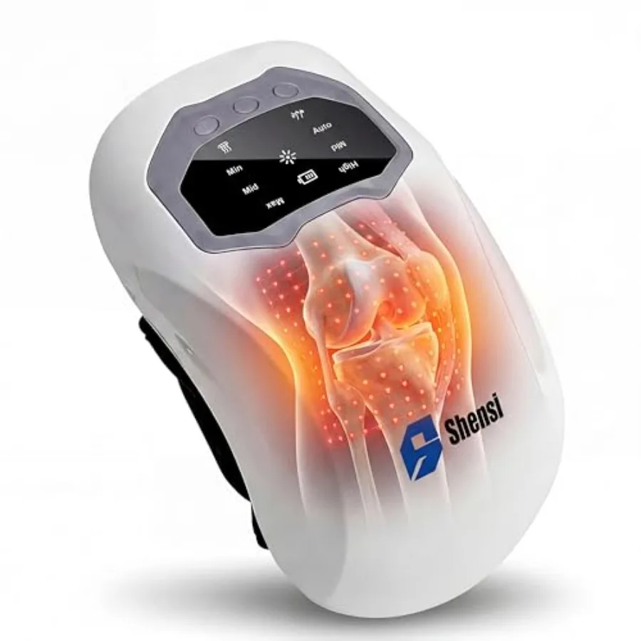

Portable Cordless Knee Massager with Red Light Therapy Heat and Vibration 3 Heat Levels and 3 Vibration Modes for Joint Recover
