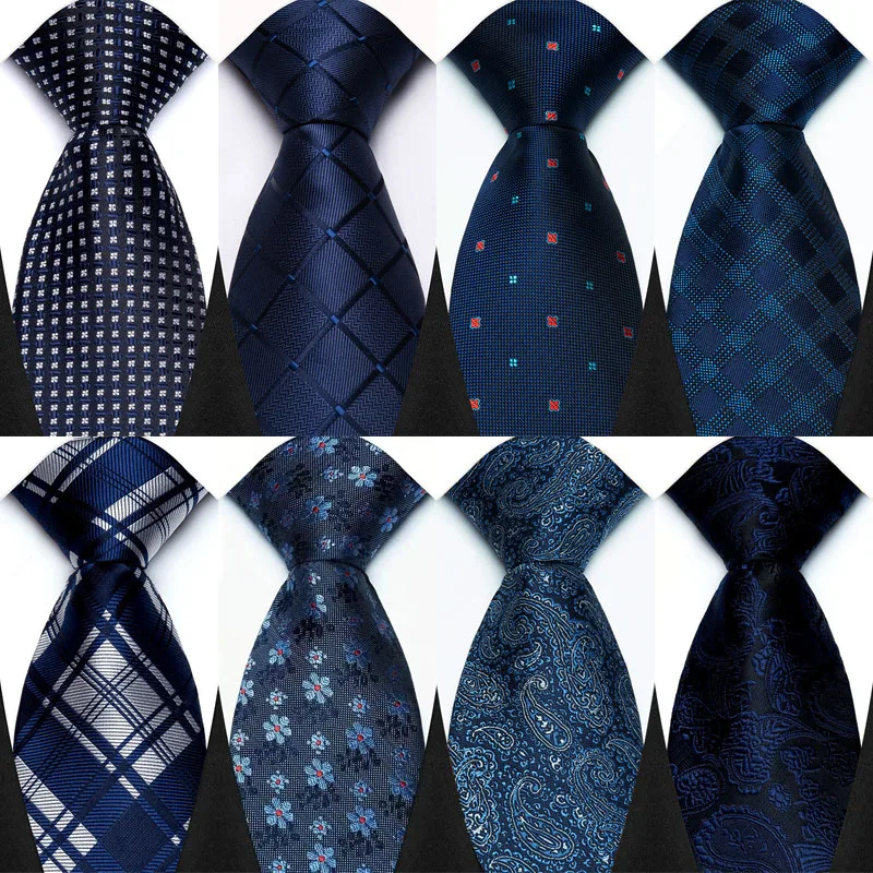 

Роскошный мужской галстук 8 см темно-синего цвета, жаккардовые галстуки для мужчин, деловой подарок на свадьбу