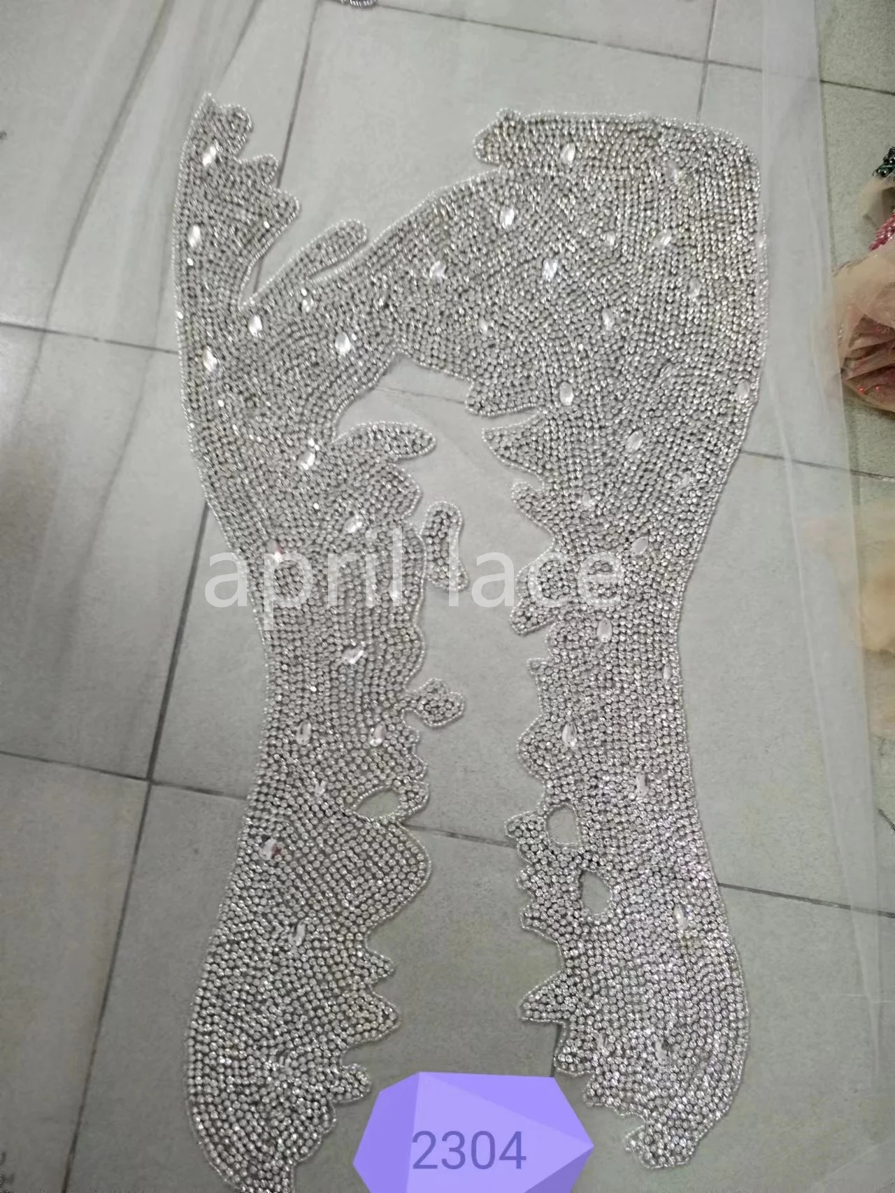 Silver  Diamond  New York Sexy Lady 2023 Hand Made Applique Cutting Tulle Bead For Sawing Party Dress Wedding Haute Couture