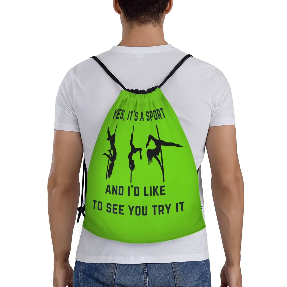 

Yes, It's A Sport - Pole Dance Design Backpacks Portable Drawstring Bundle Pocket Storage Bag Book Bags For Man Woman School