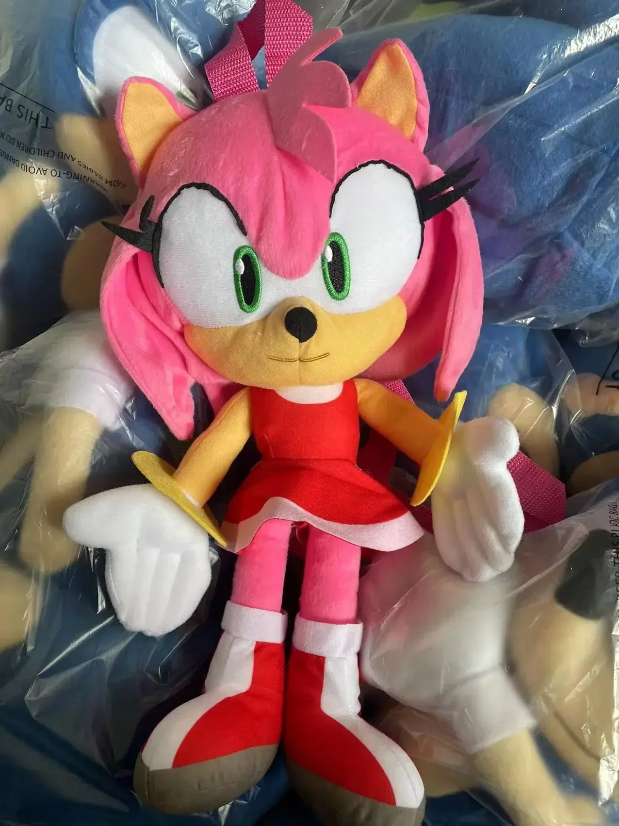 55CM genuine original cartoon black shadow Knuckles the Echidna Pink Amy rose stuffed toy backpack for children Christmas gift