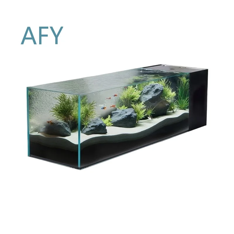 Side Filter Fish Tank for Desktop Ecological Integrated Landscaping Aquarium for Household Small Ultra White Glass Fish Tank
