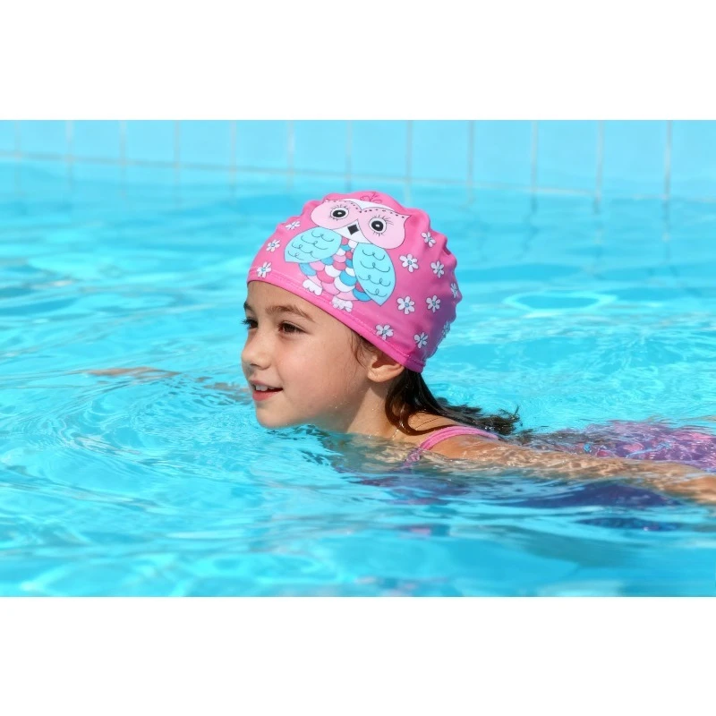 

Kids Hat Children Swimming Caps Children Swim Cap Water Resistant Ear Protection Cute Print Soft Comfortable Fabric Unisex