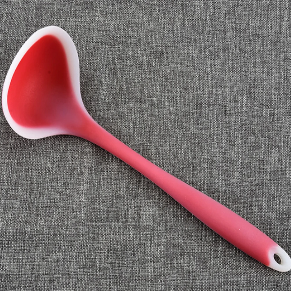 

Premium Silicone Soup Ladle High Temperature Resistance Non-Stick Kitchen Ladle Spoon For Cooking Mixing Serving Red