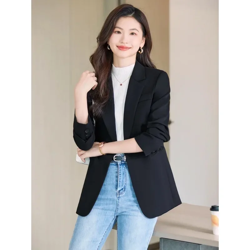 Fashion Autumn Winter Loose Women Blazer Ladies Long Sleeve Single Breasted Coffee Pink Black Female Casual Jacket Coat