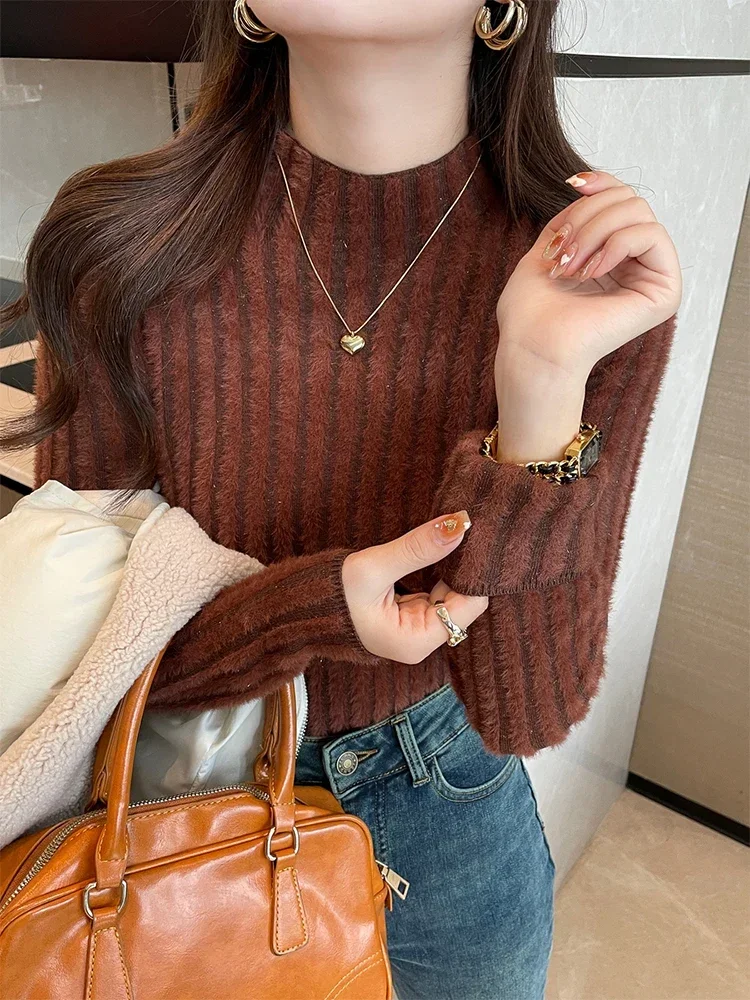 Turtleneck Sweater Women Tops Lined Thick Warm Sweater Knitted Pullover Tops Autumn Winter Streetwear Jersey Knitwear Jumper