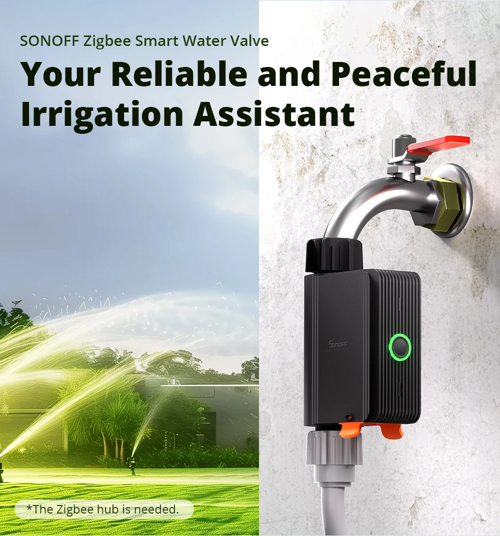 SONOFF SWV Zigbee Smart Water Valve Smart Timing Irrigation Switch eWeLink Watering Devices Voice Control via Alexa Google