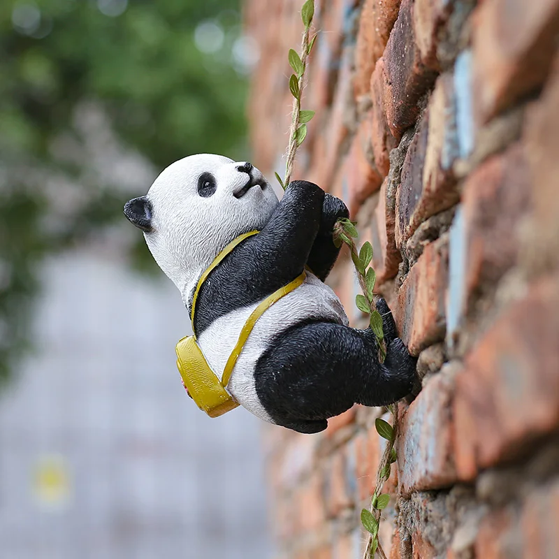 

Climbing Panda Koala Figurine with Rope Garden Wall Tree Decor Statues, Funny Animal Backyard Accessories for Outdoor Patio Lawn