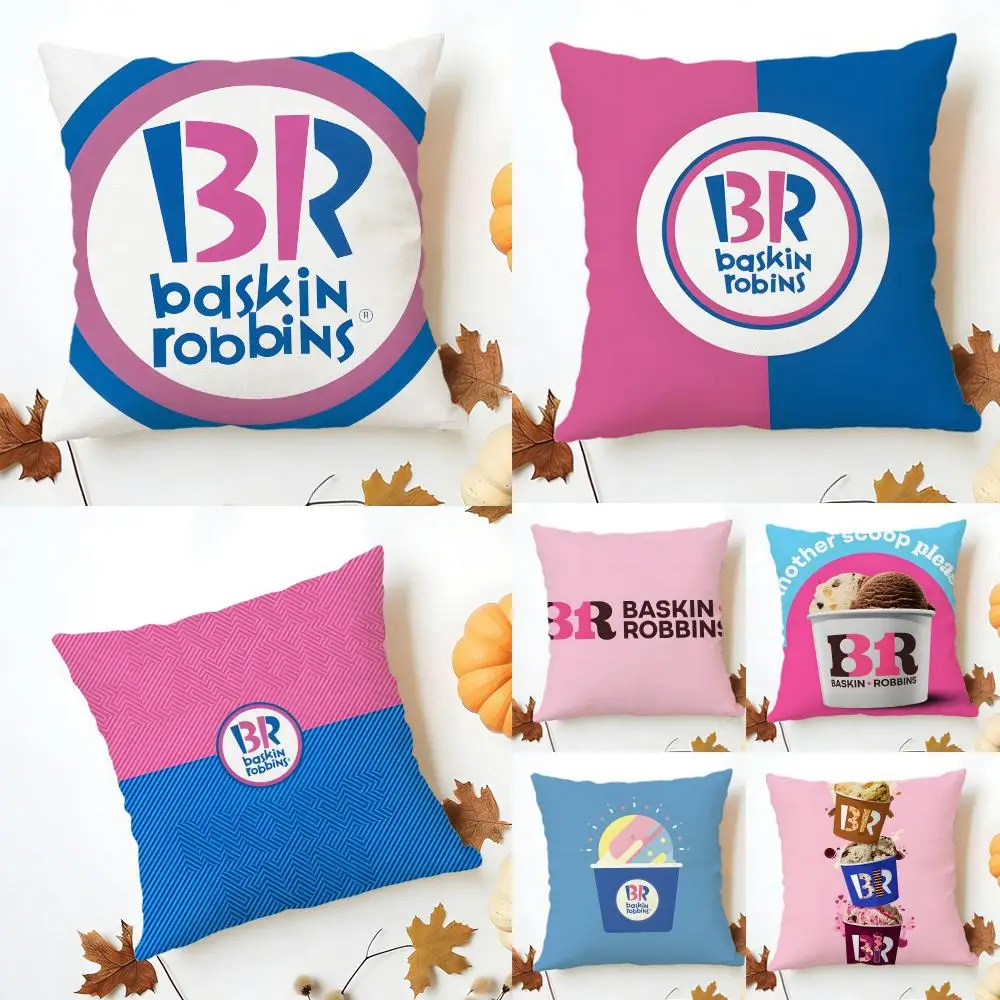Casual Colorful Delicious B-Baskin Robbins Cushion Cover Washable Linen Pillowcase Soft  for Sofa Bed Cozy Home Room Decor