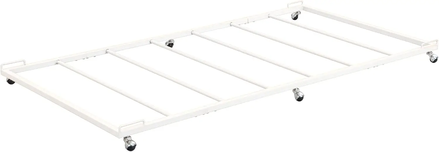 

Twin Size White Metal Roll Out Trundle Bed Frame For Daybed