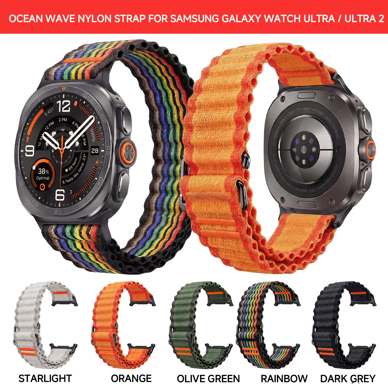 Trail Band For Samsung Galaxy Watch Ultra 2/2025/47mm Nylon Loop Strap For Galaxy Watch LTE 47mm No Gaps Smartwatch Accessories