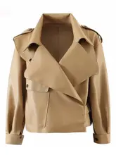 Women Black Short Leather Jacket Autumn Winter #6