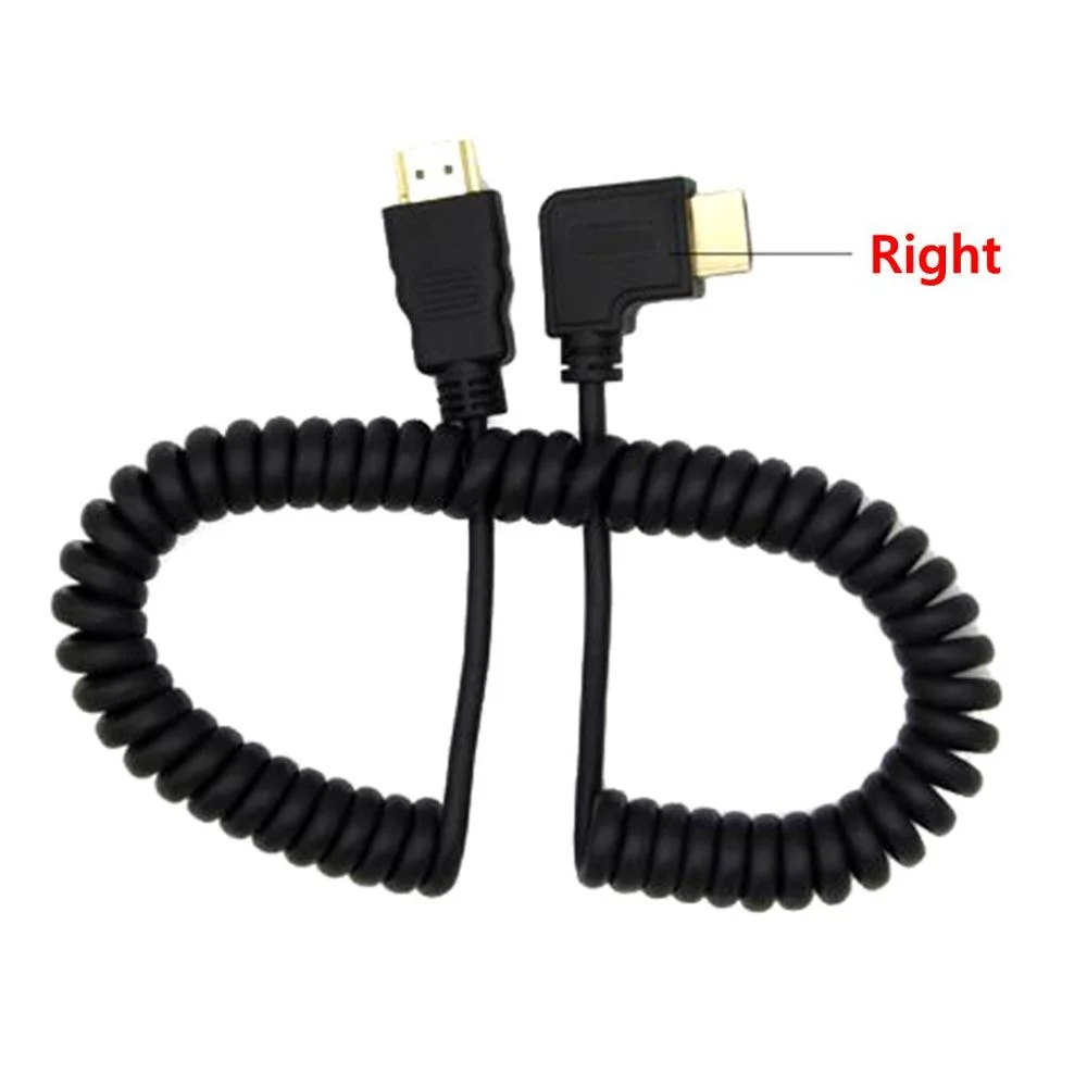 Spring Coiled Spiral Cable 90degree HDTV Male to Male Plug Cable For TV Camera Display 2m HDTV kaben