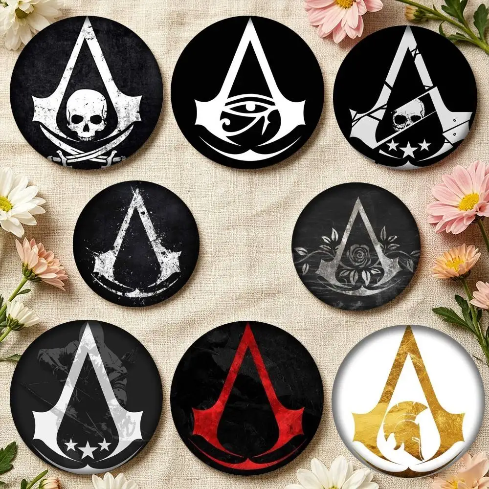 LOGO A-Assassins-Creed 25 32 44 58 75mm Badges Personalized Round Brooches Pins Accessory Gift