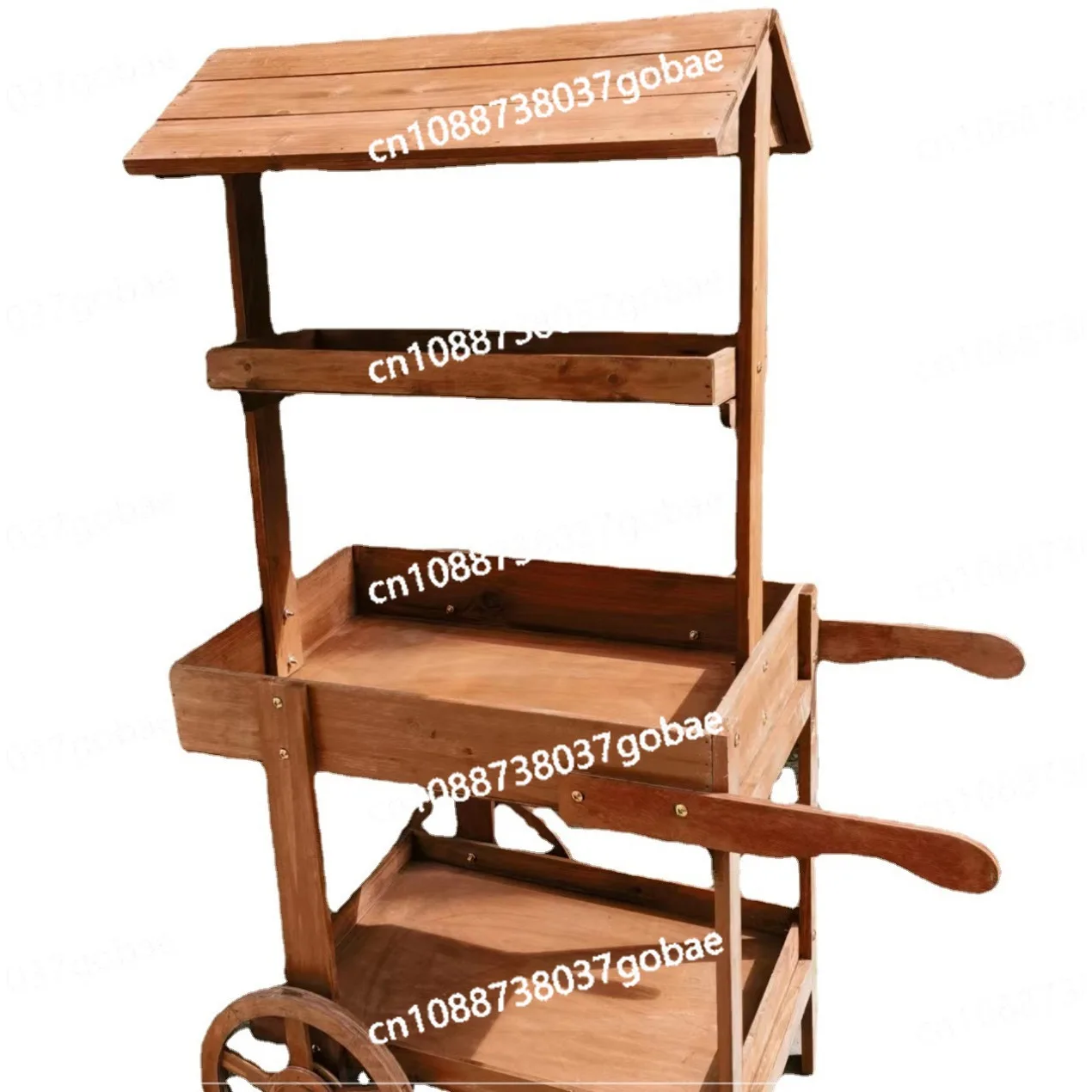 

American country fir storage cart retro home balcony flower stand shop window bar