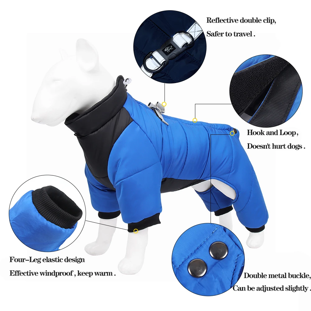 Wasserdichter Hunde-Overall, Mantel, Winter, Haustier-Hundekleidung, warme Welpen-Baumwolljacke für kleine und mittelgroße Hunde, Mops, Chihuahua-Kostüm, Bulldogge – Detail 6