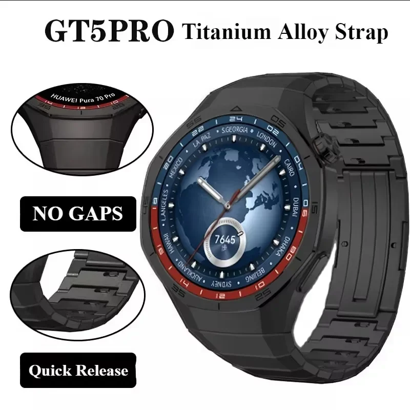 حزام تيتانيوم فاخر أصلي جديد بدون فجوات لساعة هواوي GT 5 Pro سوار معدني لساعة هواوي GT5 Pro حزام متخصص