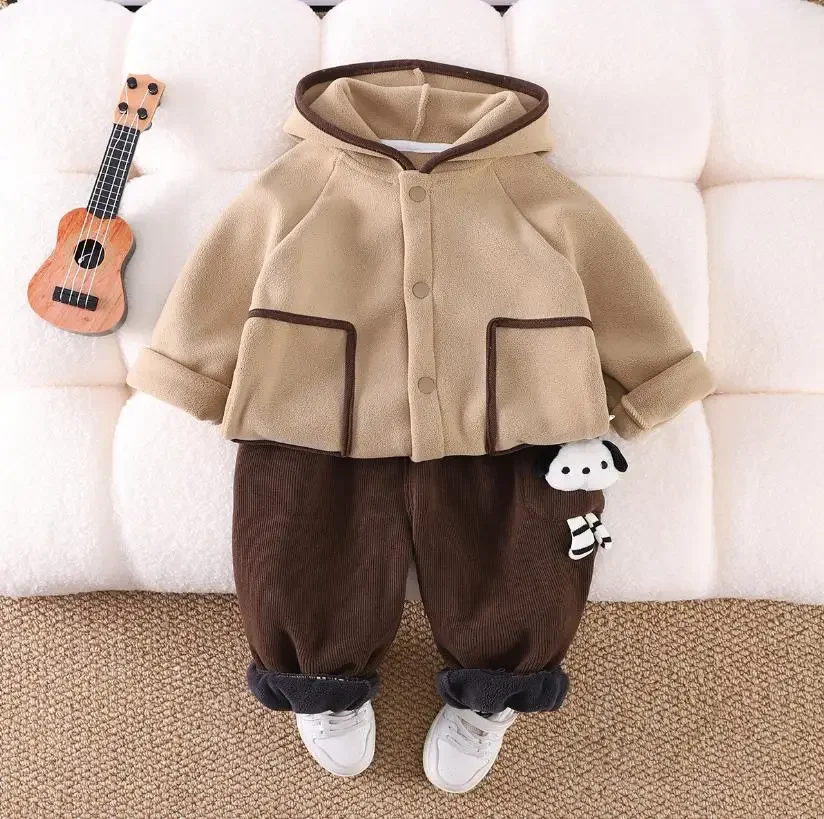 

Christmas Boutique Outfits 1 To 2 Years Toddler Baby Boys Clothes Warm Pockets Hooded Fleece Jacket Coat+Pants Kids Toddler Sets