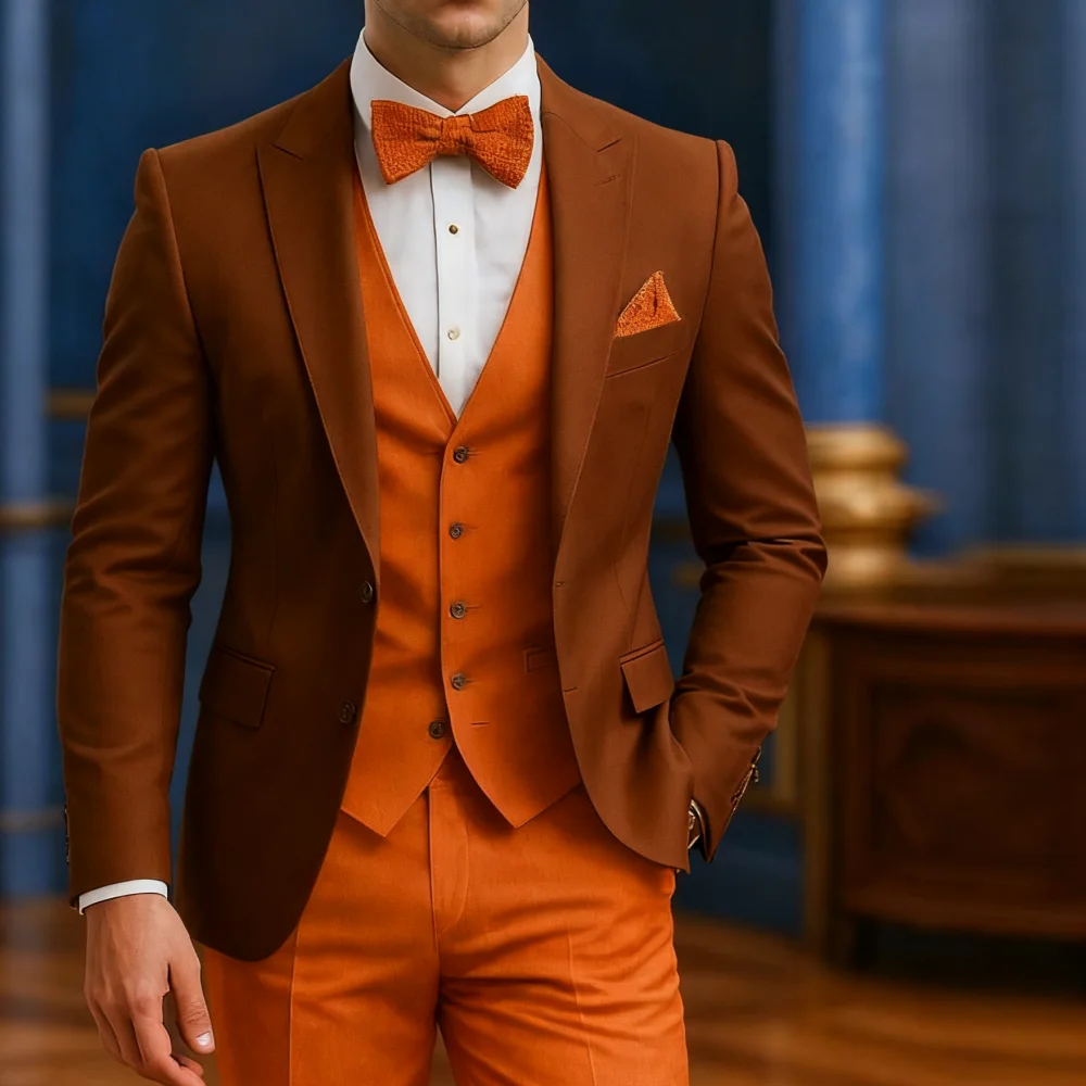 

Mens Suit 3 Piece Slim Fit Suits for Men Double Breasted Suit Wedding Prom Suits Formal Business Dinner Tuxedo