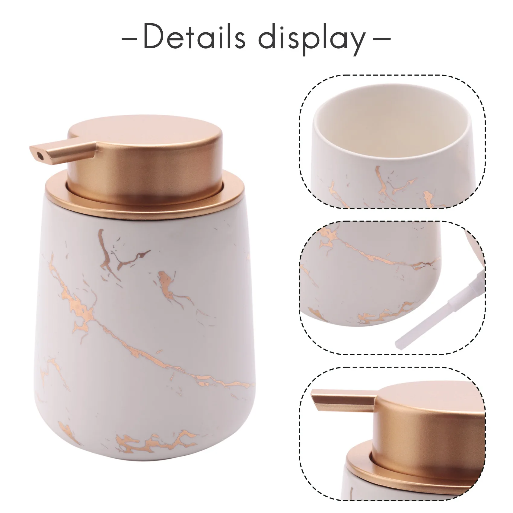 【HANDWERKZEUG】 Handseifenspender aus Imitatmarmor, tragbares, nachfüllbares Glas für flüssiges Shampoo und Lotion, 400 ml