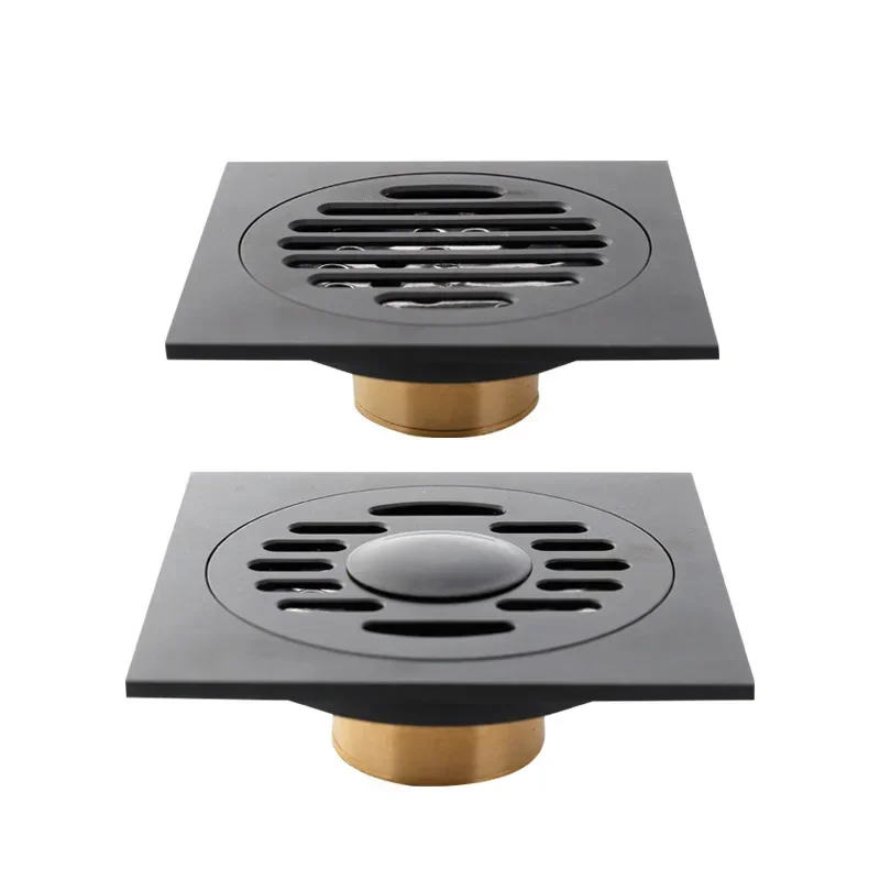 10X10cm Square Black All Copper Deodorization Filter Cover Floor Drain Shower Floor Drain Bathroom Hardware Accessories