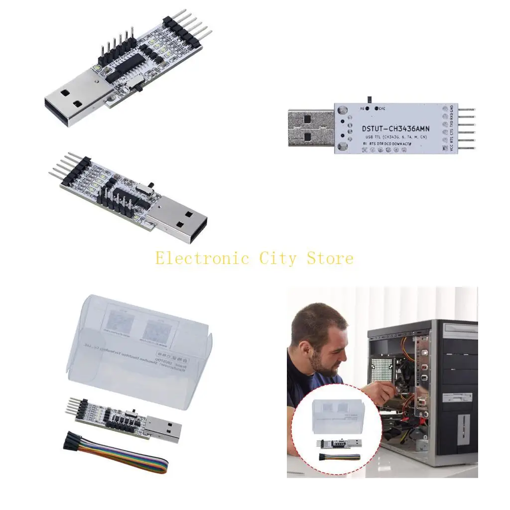 การป้องกันหลาย CH343G USB TTLS โมดูลอะแดปเตอร์อนุกรมสำหรับแอปพลิเคชันฝังตัว HU8D