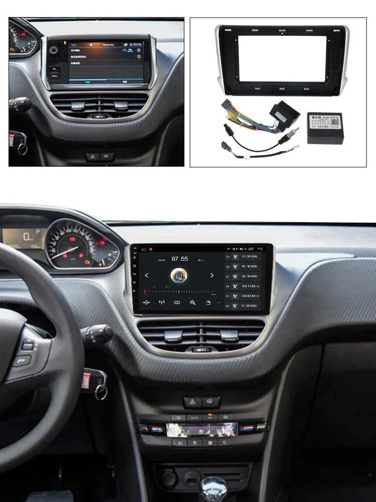 MEKEDE 10inch Panel Kit For Car Radio Bezel Frame for Peugeot 2008 2013-2020 Car Multimedia Radio Panel Frame Cable CANBUS BOX