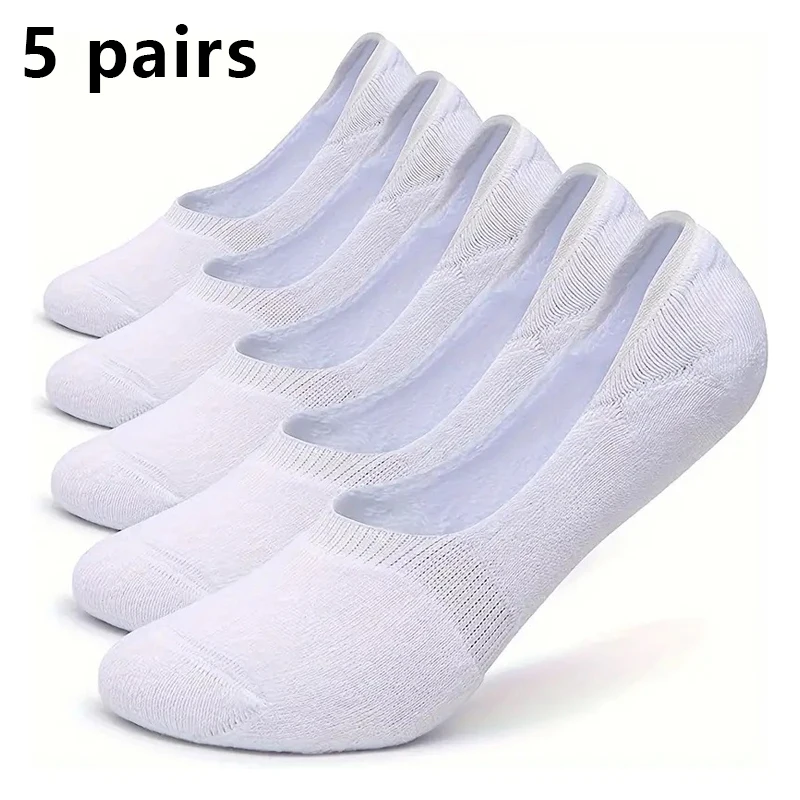5 쌍 남성용 보이지 않는 양말 실리콘 미끄럼 방지 보트 양말 여름용 경량 통기성 캐주얼 양말