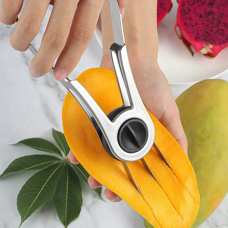 Stainless Steel Mango Cutter Splitter Avocado Slicer Fruit Melon Cutting Knife Peeler Coring Diced Peeling Tool Kitchen Gadgets