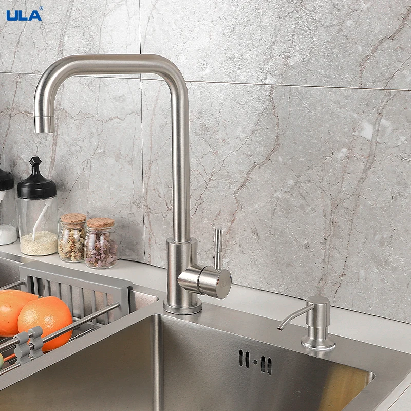 

ULA Kitchen Faucet Set with Pump Soap Dispenser Stainless Steel 360 Rotate Kitchen Faucet Cold Hot Water Sink Mixer Tap Torneira