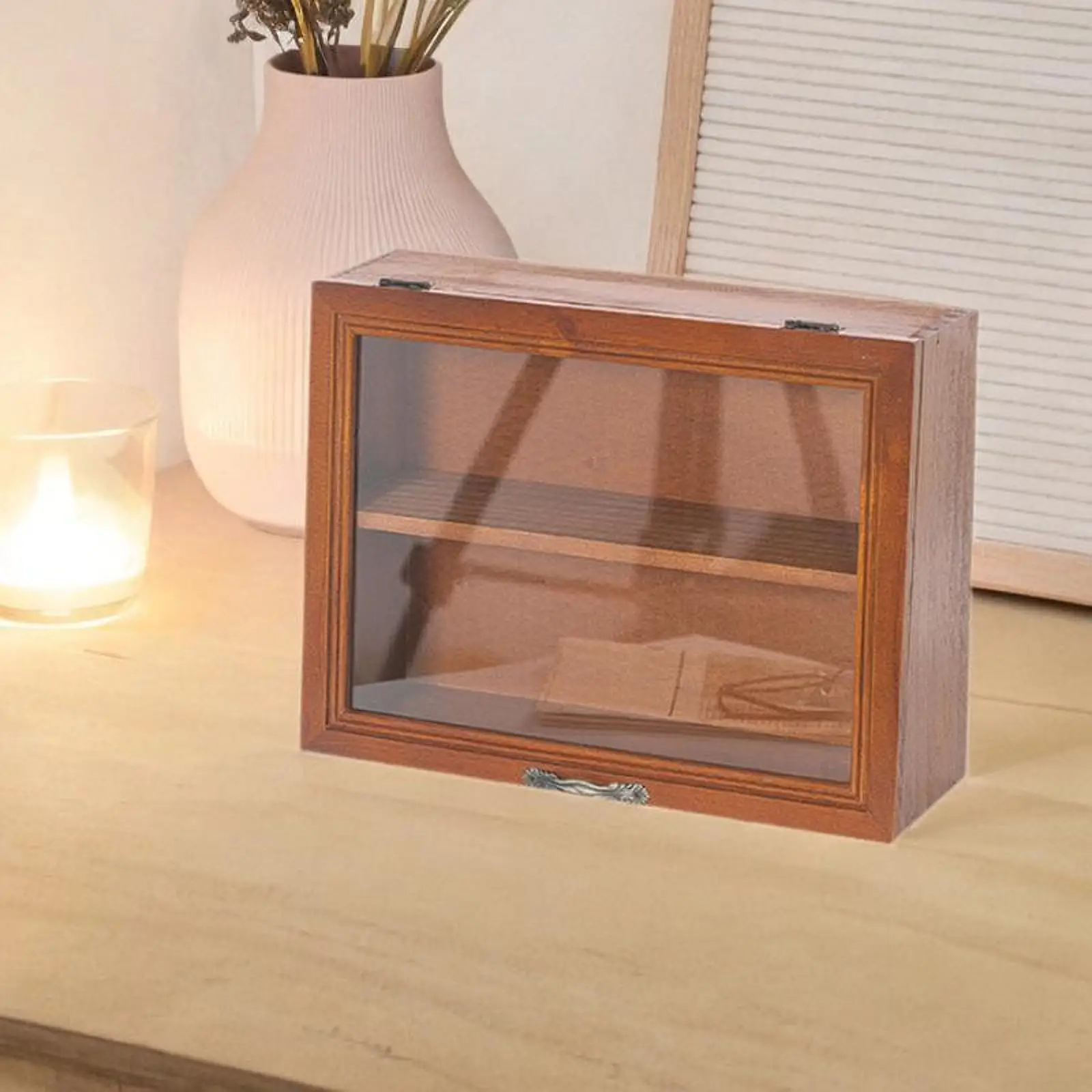 Wood Display Cabinet Desktop Display Box for Kitchen Cabinets Closets
