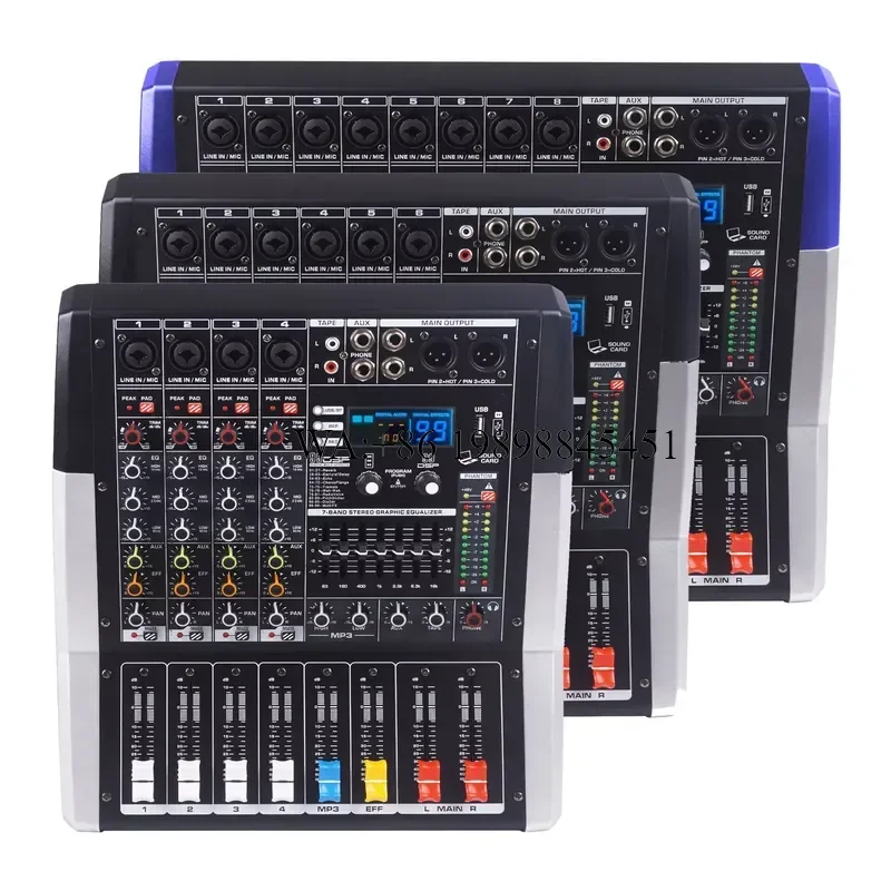 WMWMNU Professional Audio Mixer 4/6/8Channel 99DSP Effects 2X300W Dj Controller/audio Console Mixer for Live Streaming